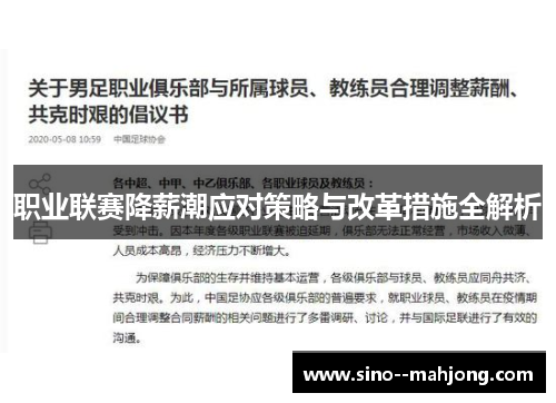 职业联赛降薪潮应对策略与改革措施全解析
